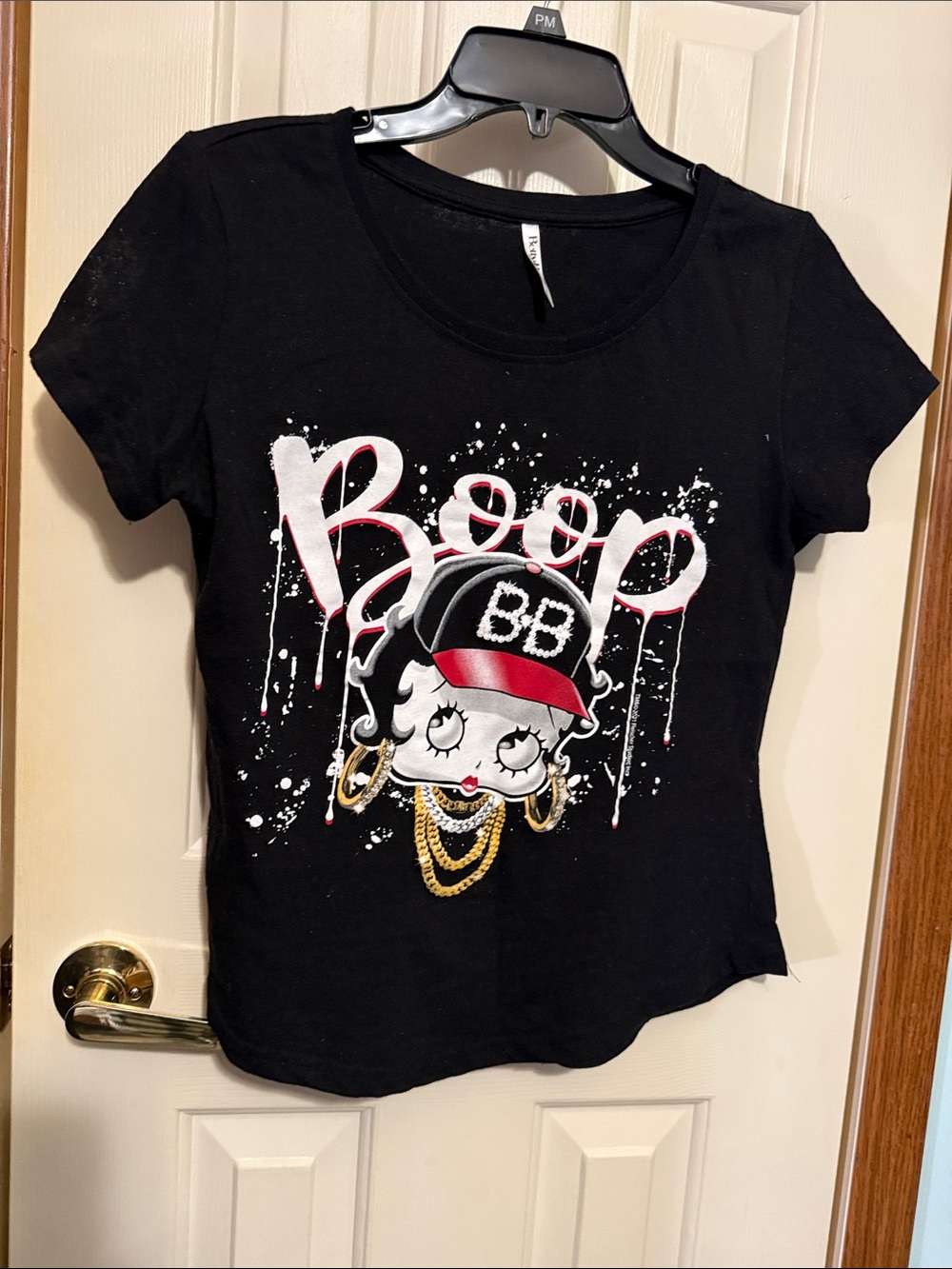 Betty Boop Black Tee with Red and Gold Graphic - Youth size Large